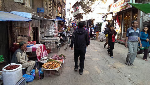 The Thamel district in Kathmandu, Nepal