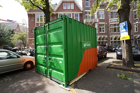 A 10-foot shipping container, the smallest size in normal use