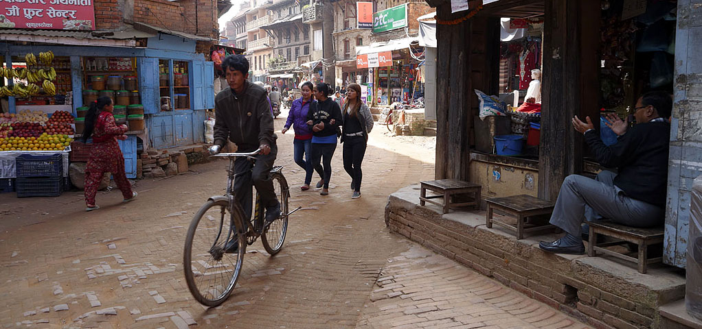 The main street in Bhaktapur, Nepal