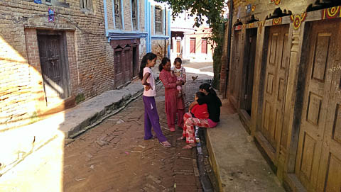 People enjoying the streets of Panauti, Nepal
