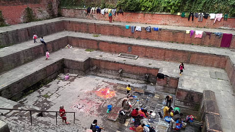 The local equivalent of a laundromat in Kathmandu, Nepal