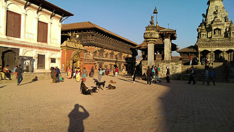 Bhaktapur's Durbar Square near sunset