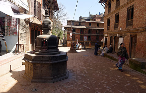 A small square that serves as a social node, Bhaktapur, Nepal